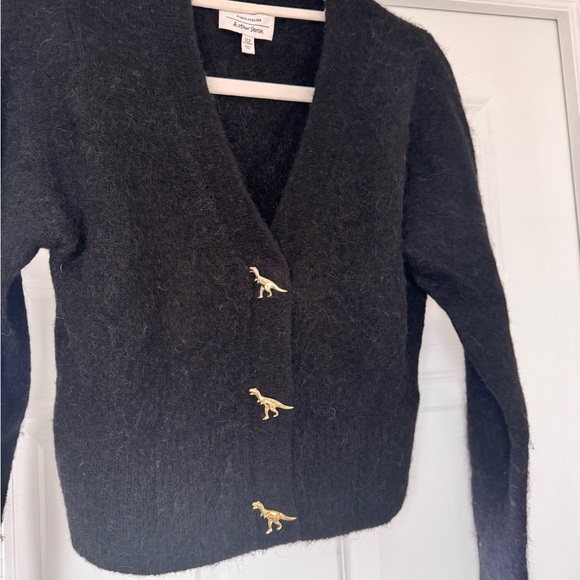 & Other Stories Black Cardigan with Gold Dinosaur Buttons - Picture 2 of 10